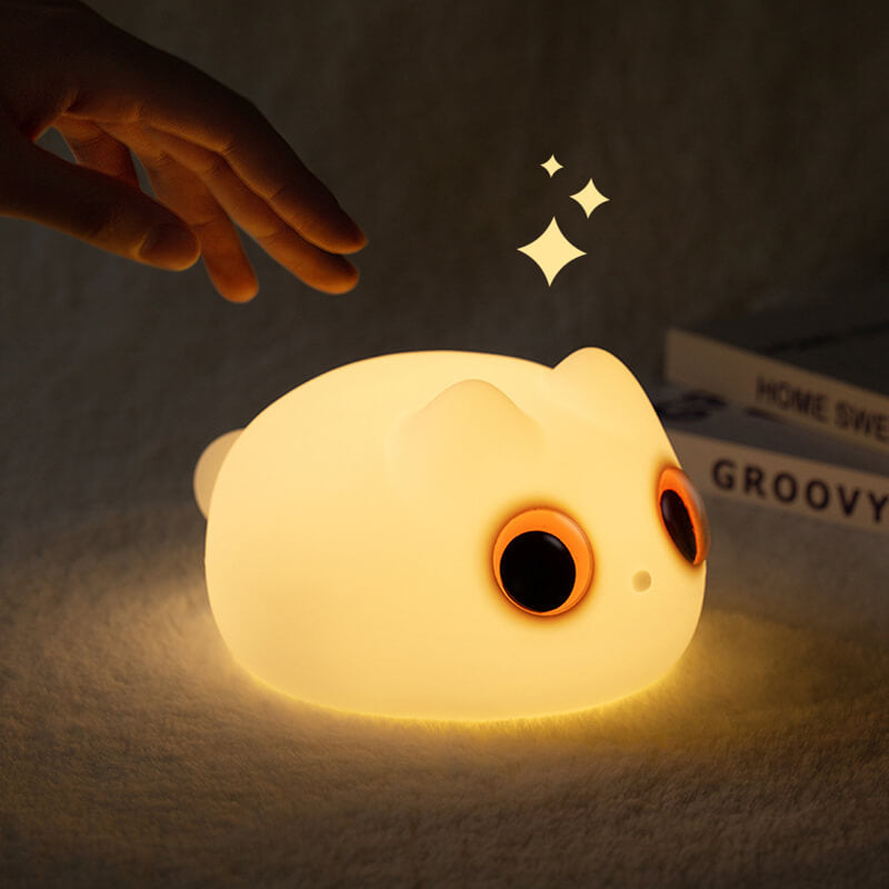 Orange Cat LED Squishy Tap Tap Night Light Lamp