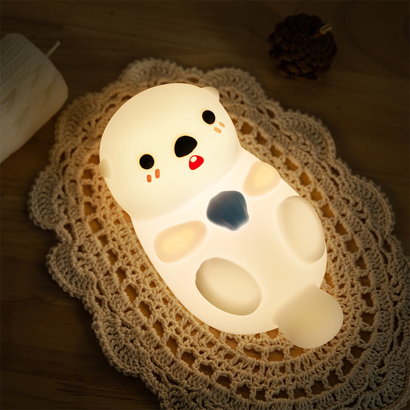 MiniaCraft® Otter Squishy Silicon LED Night Light Limited - Tap Lamp, Best Gift for Kids and Girls