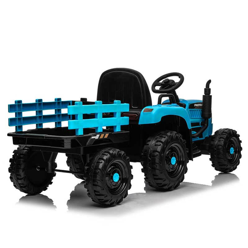 Blue Ride on Tractor with Trailer