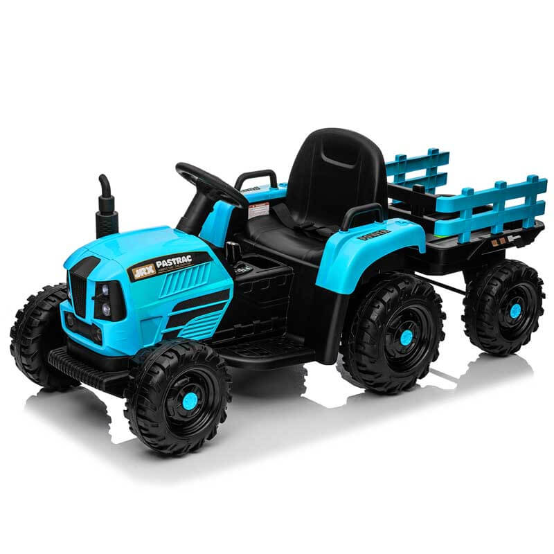 Blue Ride on Tractor with Trailer