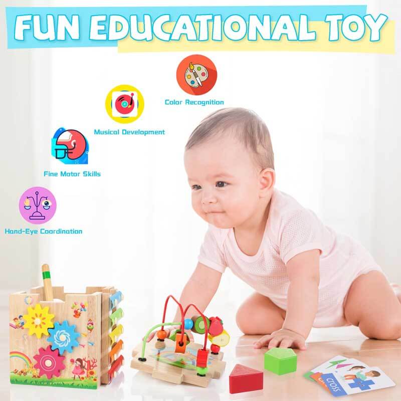 Montessori Wooden Activity Cube