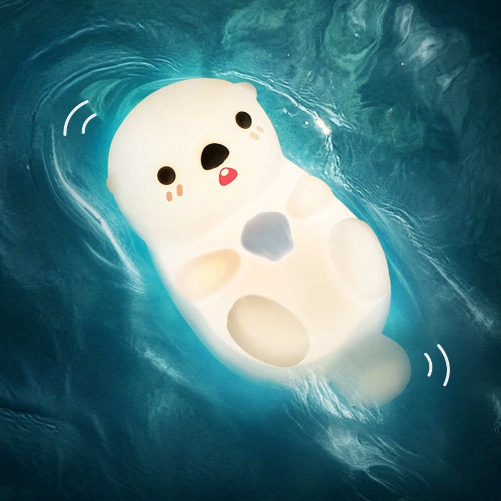 MiniaCraft® Otter Squishy Silicon LED Night Light Limited - Tap Lamp, Best Gift for Kids and Girls