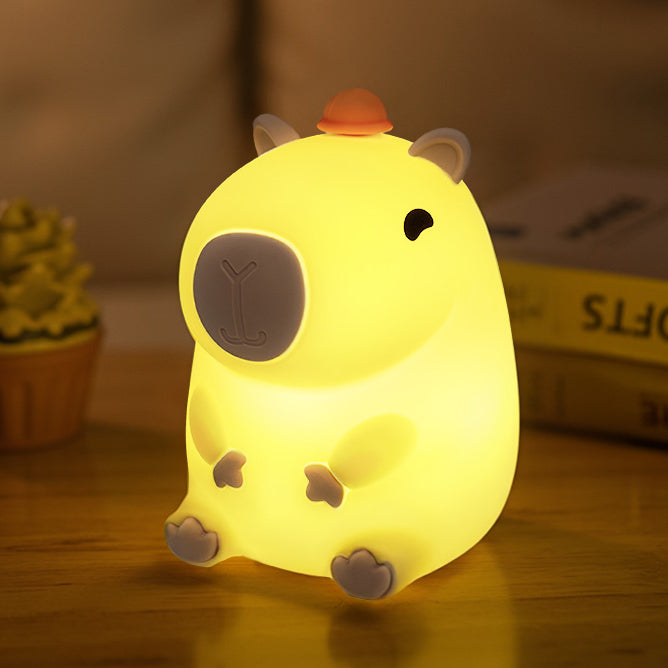 Squishy Silicone Capybara With Hat  LED Night Light - Perfect Gift for Kids and Girls