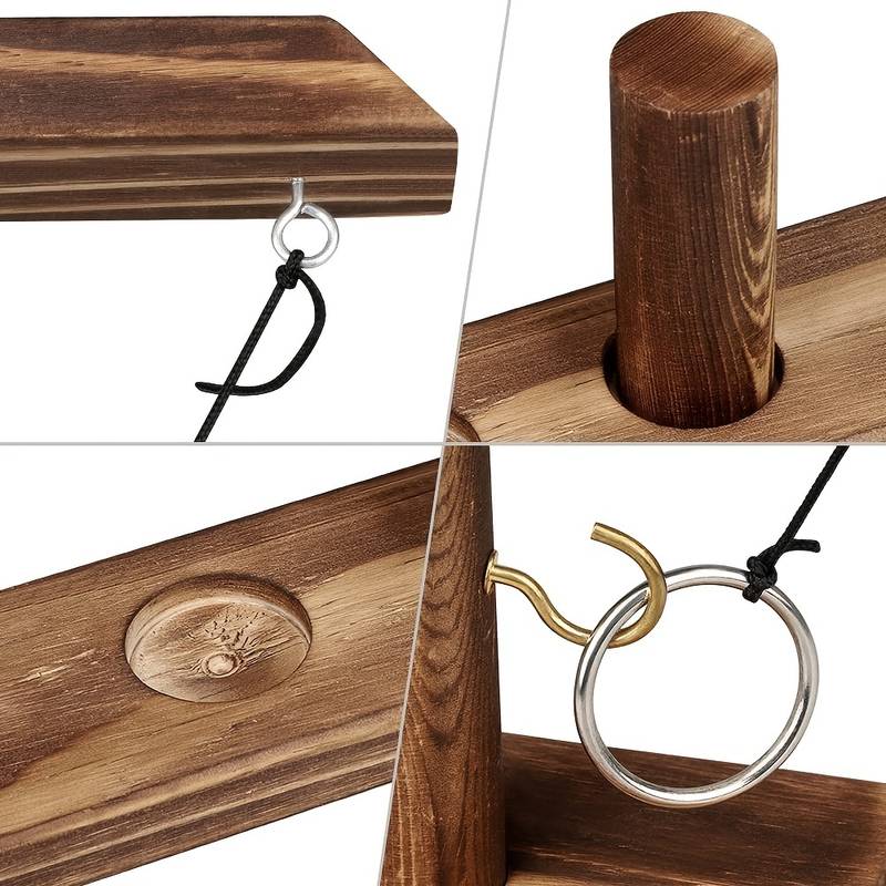 Wooden Hook and Ring Toss Game