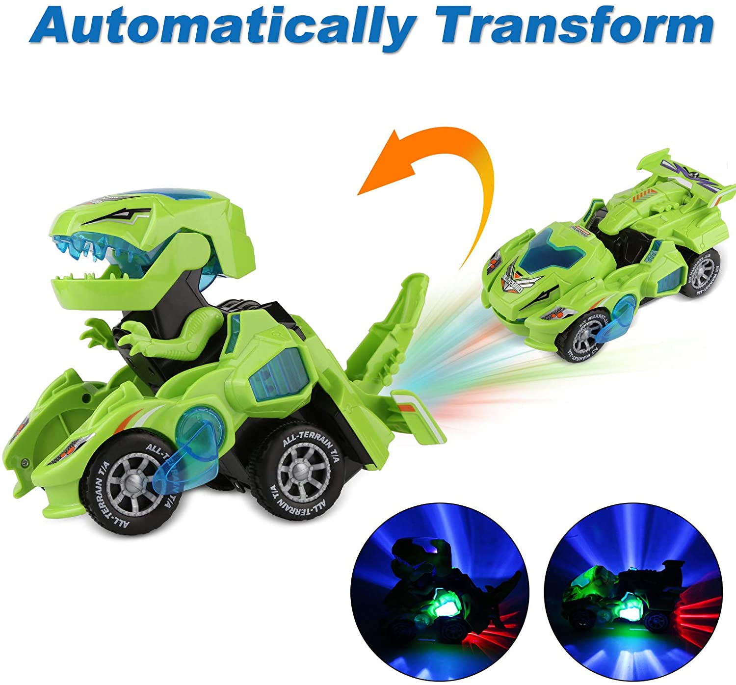 LED DINOSAUR TRANSFORMATION CAR TOY