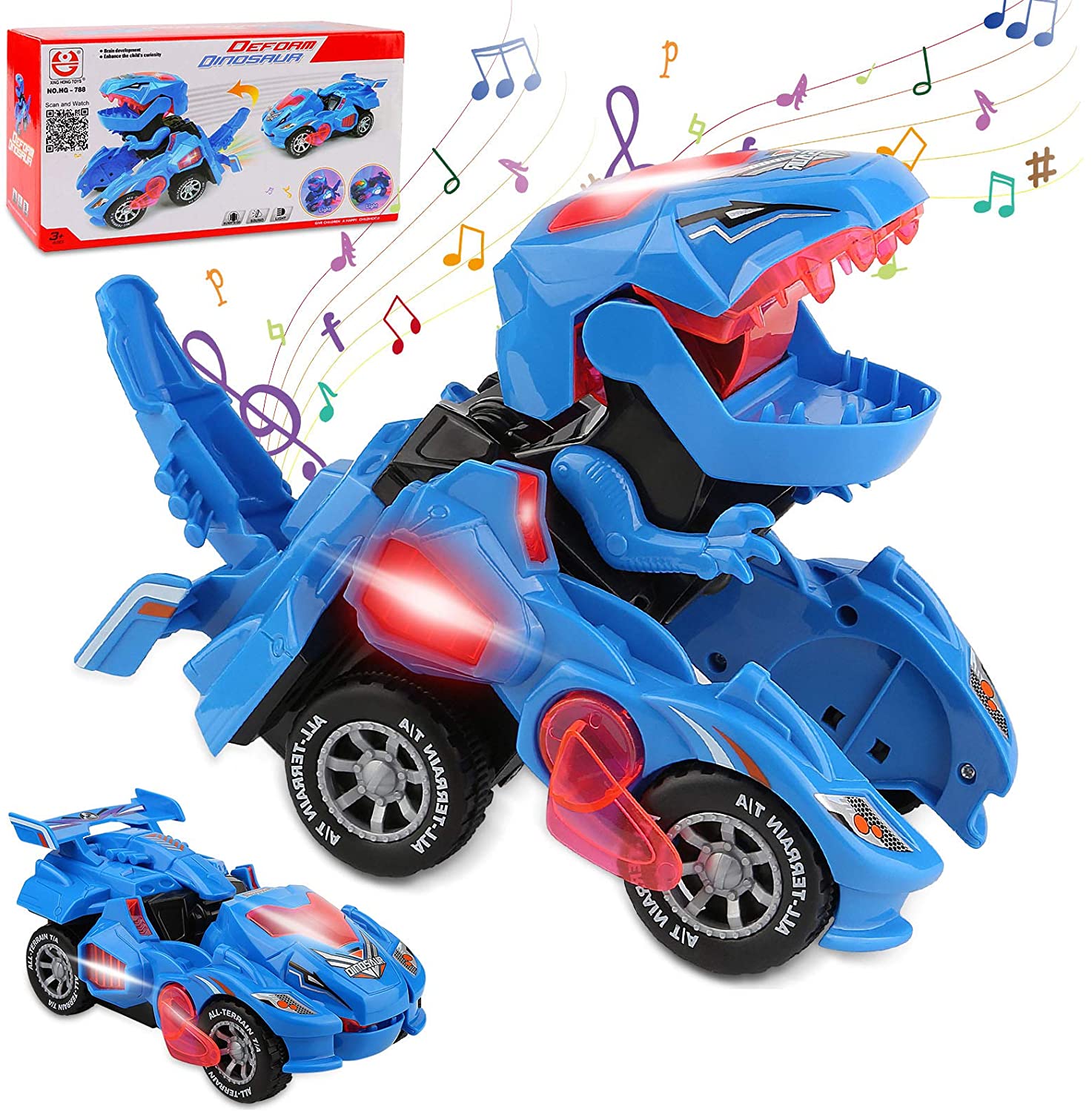 LED DINOSAUR TRANSFORMATION CAR TOY