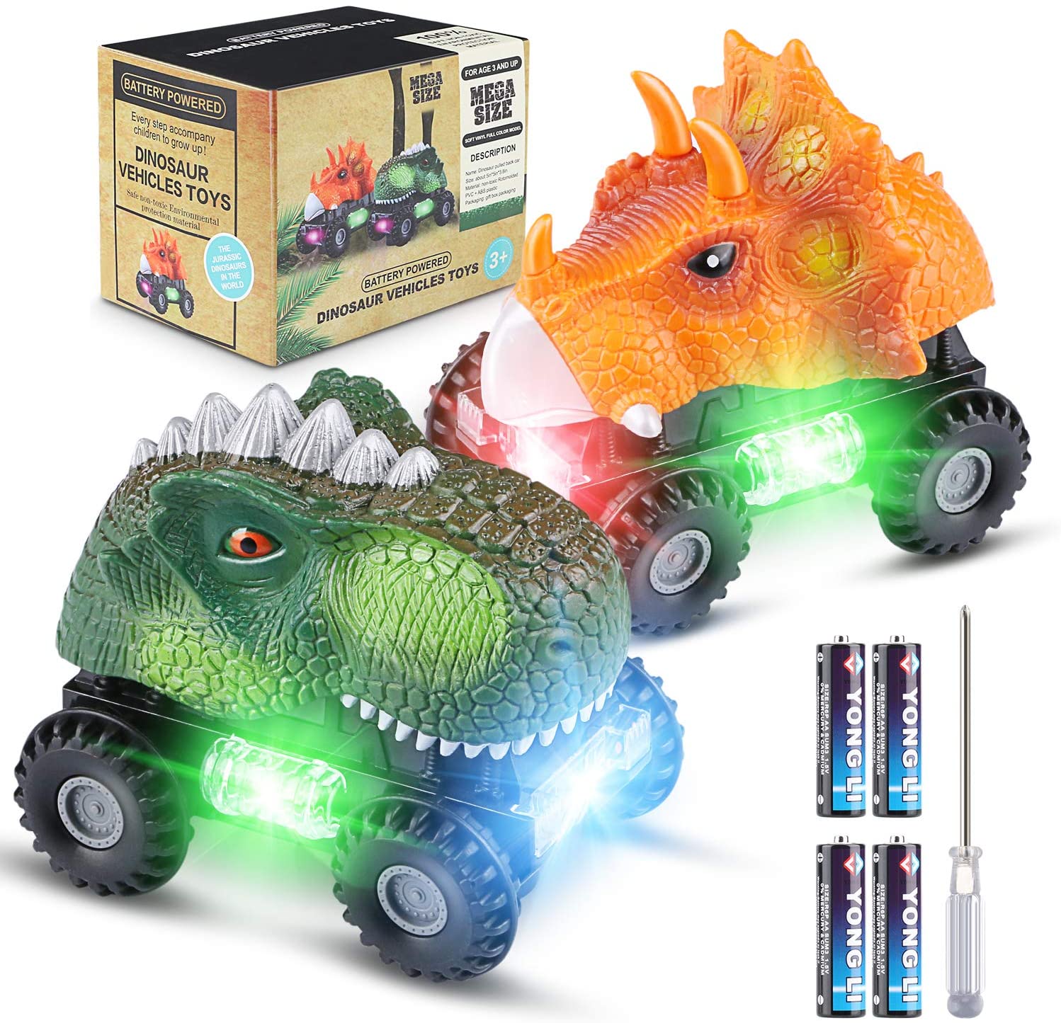 Roaring Dinosaur LED Car (2 PACK)