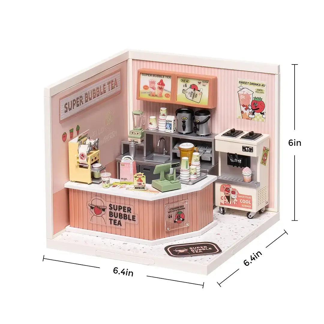 Double Joy Bubble Tea Store DIY Plastic Miniature House | Miniacraft