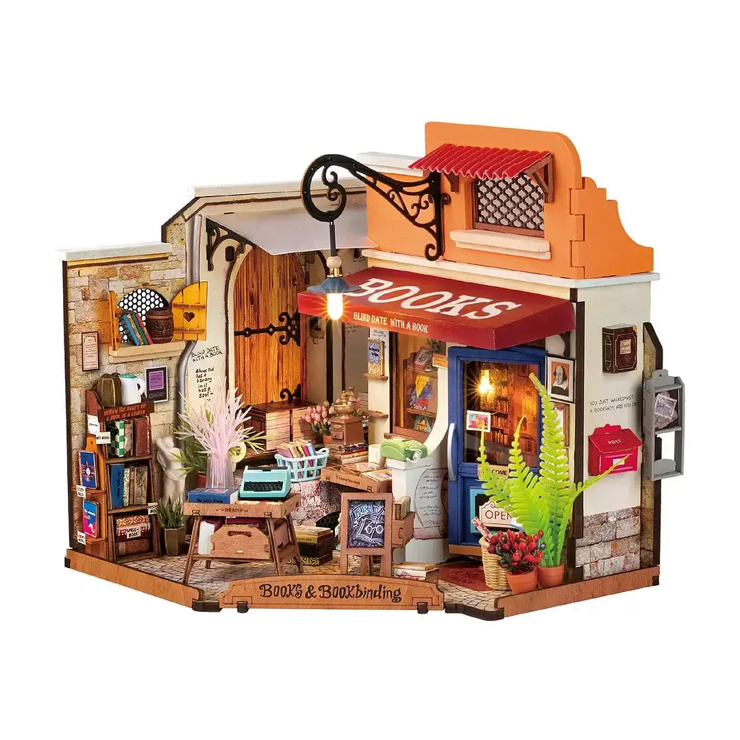 Corner Bookstore DIY Miniature House Kit | Miniacraft