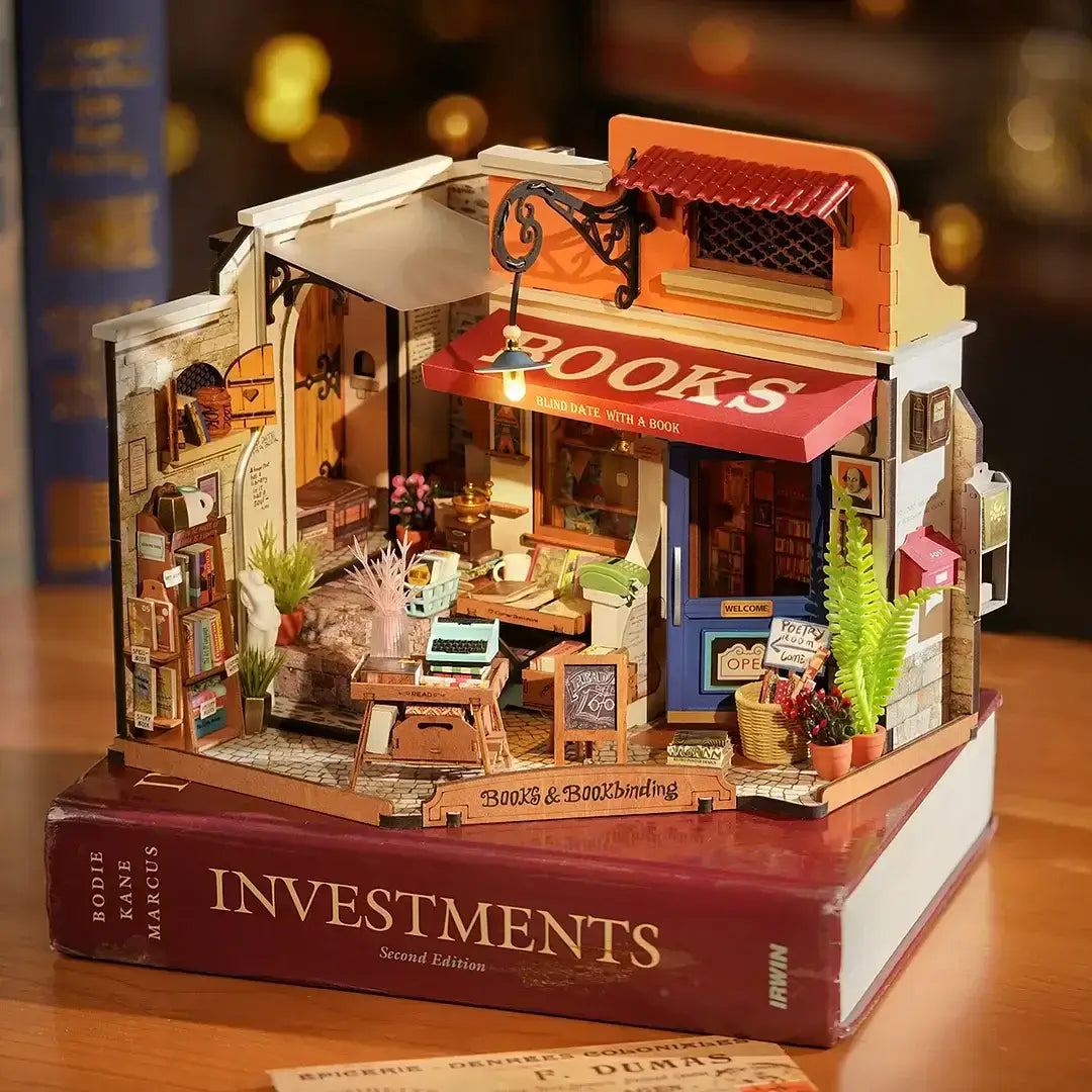 Corner Bookstore DIY Miniature House Kit | Miniacraft