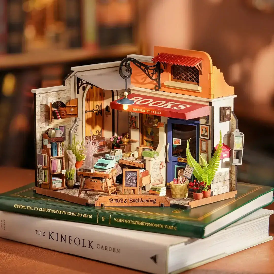 Corner Bookstore DIY Miniature House Kit | Miniacraft