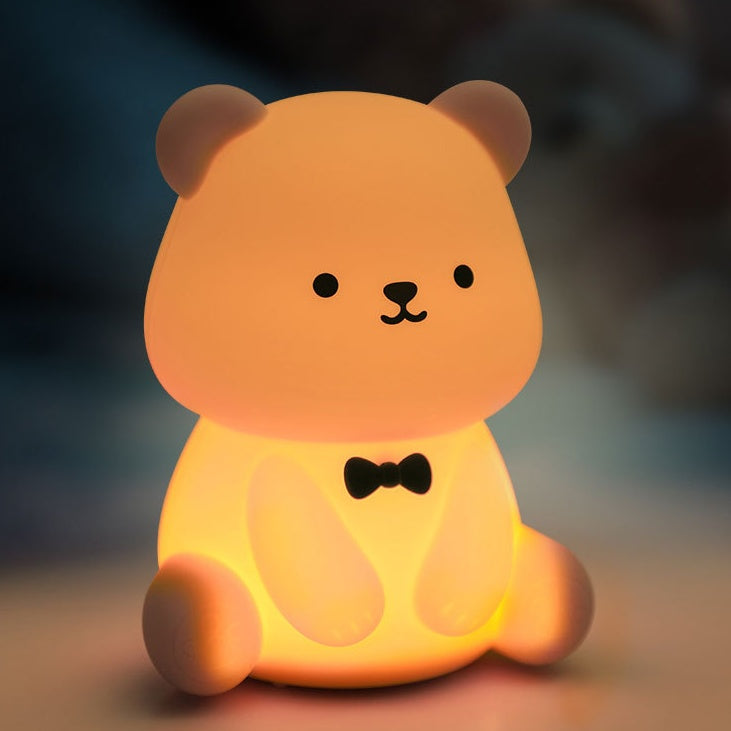 Squishy Silicone Teddy Bear LED Night Light - Perfect Gift for Kids and Girls