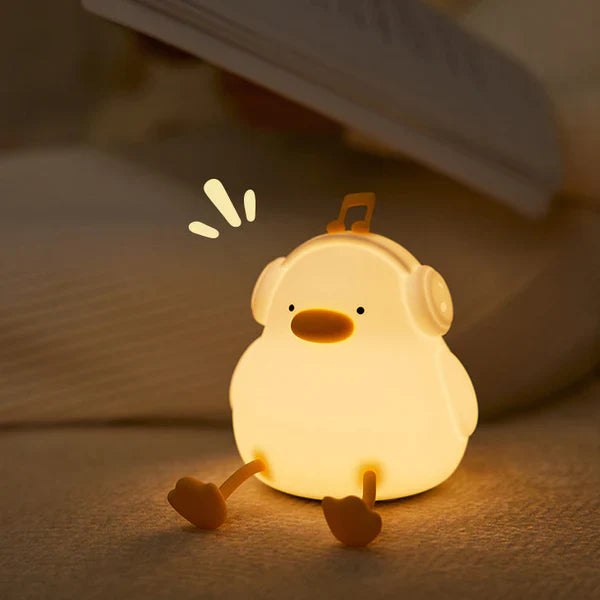 Kawaii Flower Duck LED Squishy Night Light For Gift USB Rechargeable Duck Lamp