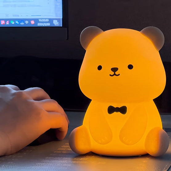 Squishy Silicone Teddy Bear LED Night Light - Perfect Gift for Kids and Girls