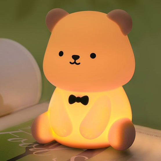 Squishy Silicone Teddy Bear LED Night Light - Perfect Gift for Kids and Girls