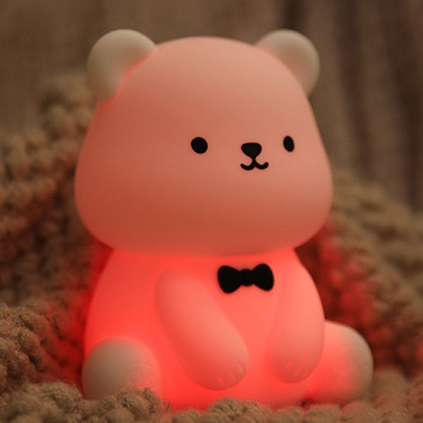 Squishy Silicone Teddy Bear LED Night Light - Perfect Gift for Kids and Girls