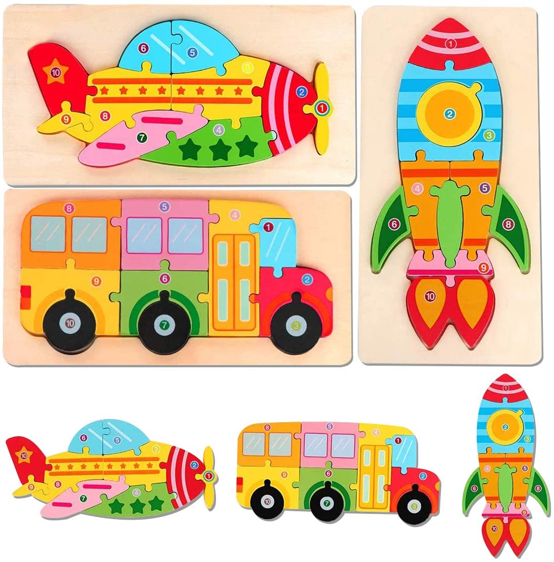 BIG Montessori Vehicles Puzzles (PACK OF 3 !)