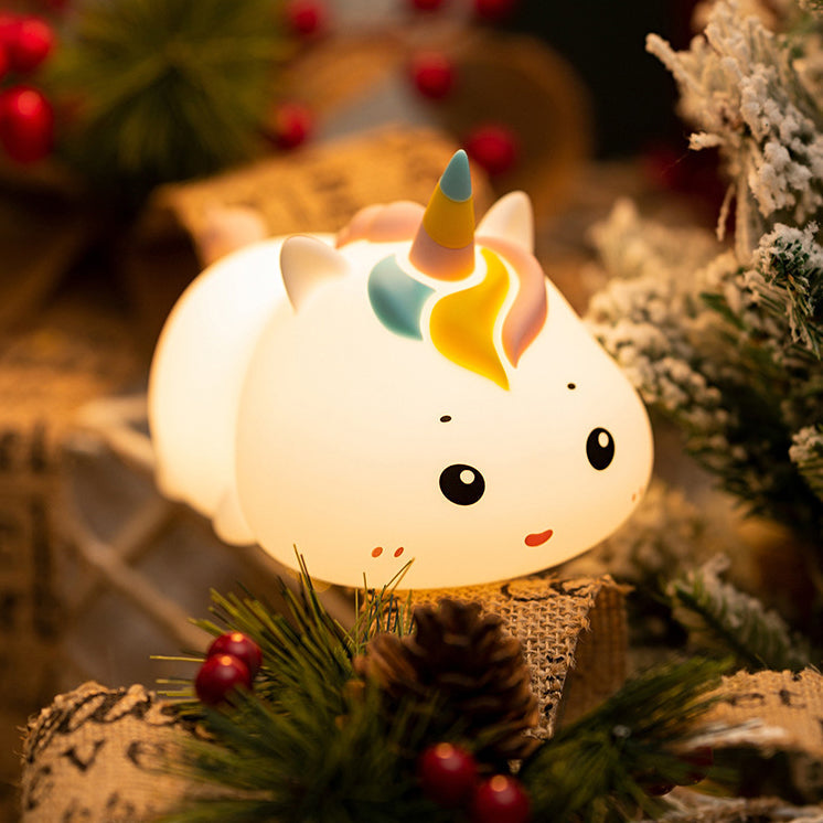 Unicorn Lying Night Light LED Squishy Silicone Tap Lamp Best Gift for Baby and Girl