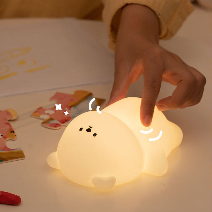 Chubby Bear Night Light 8 colors LED Squishy Silicone Tap Lamp Best Gift for Baby and Girl