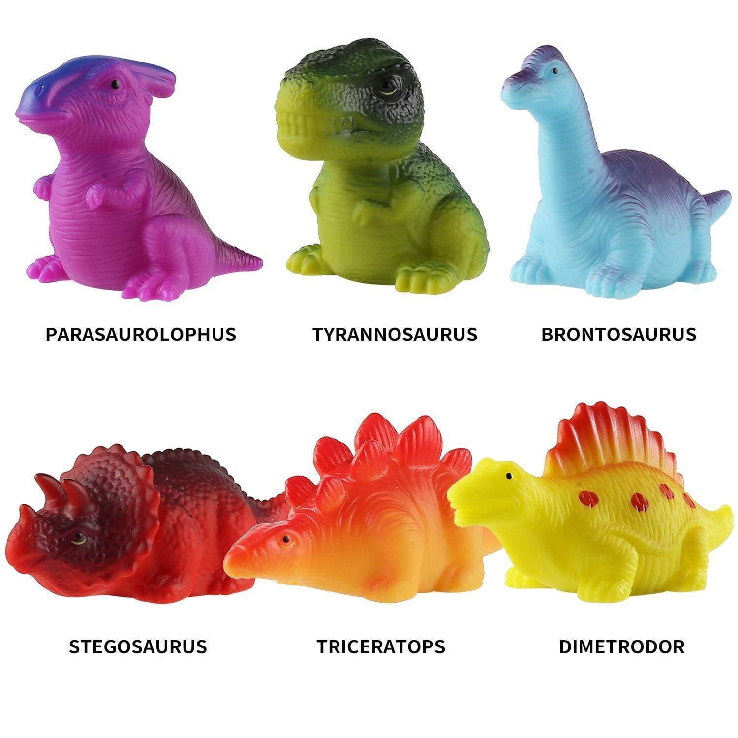 6 Packs Light-Up Floating Dinosaurs Set Water Bathtub Shower Pool Bath Toy