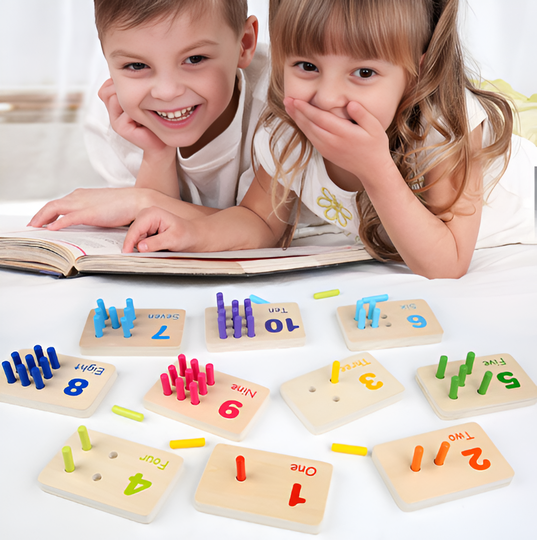 Montessori Wooden Counting Peg Boards Set