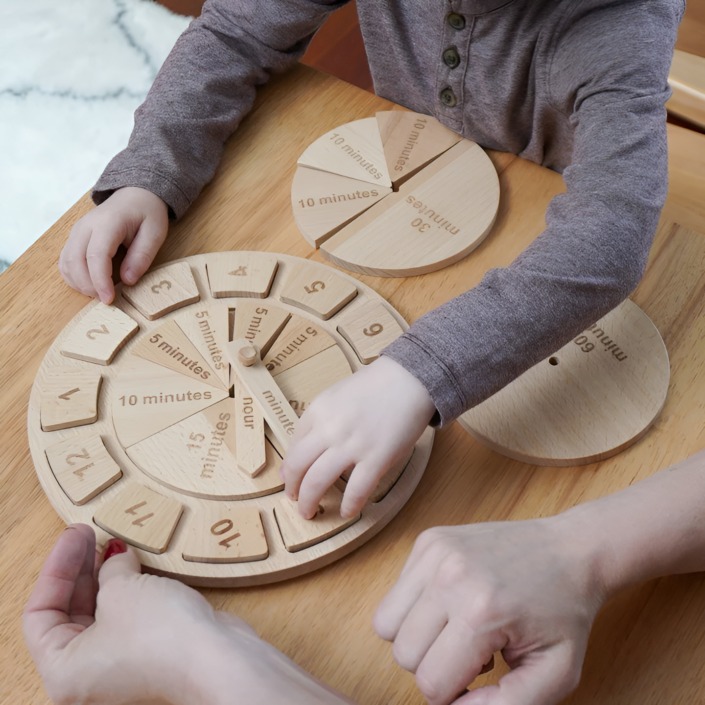 Montessori Wooden Time-Teach Clock Puzzle