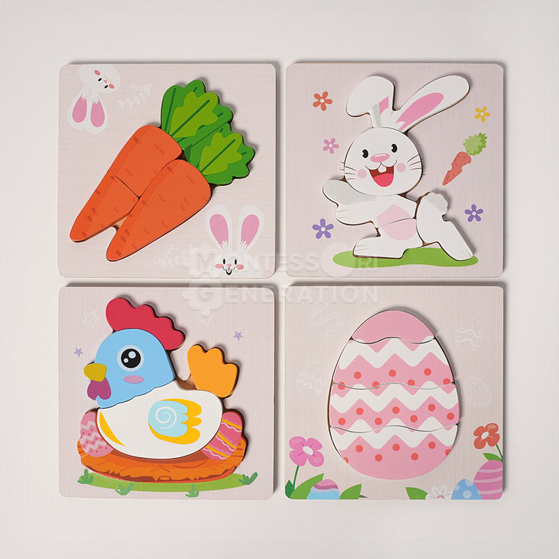 Montessori Spring Wooden Puzzles (4 Pack)