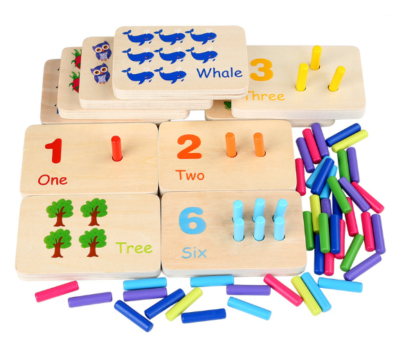 Montessori Wooden Counting Peg Boards Set